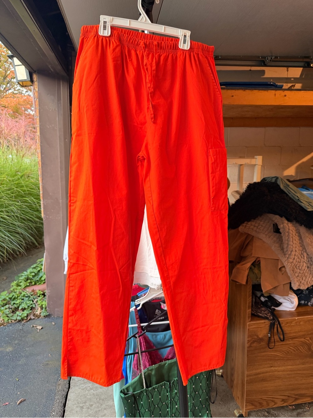 Elastic-Waist orange Casual Pants
